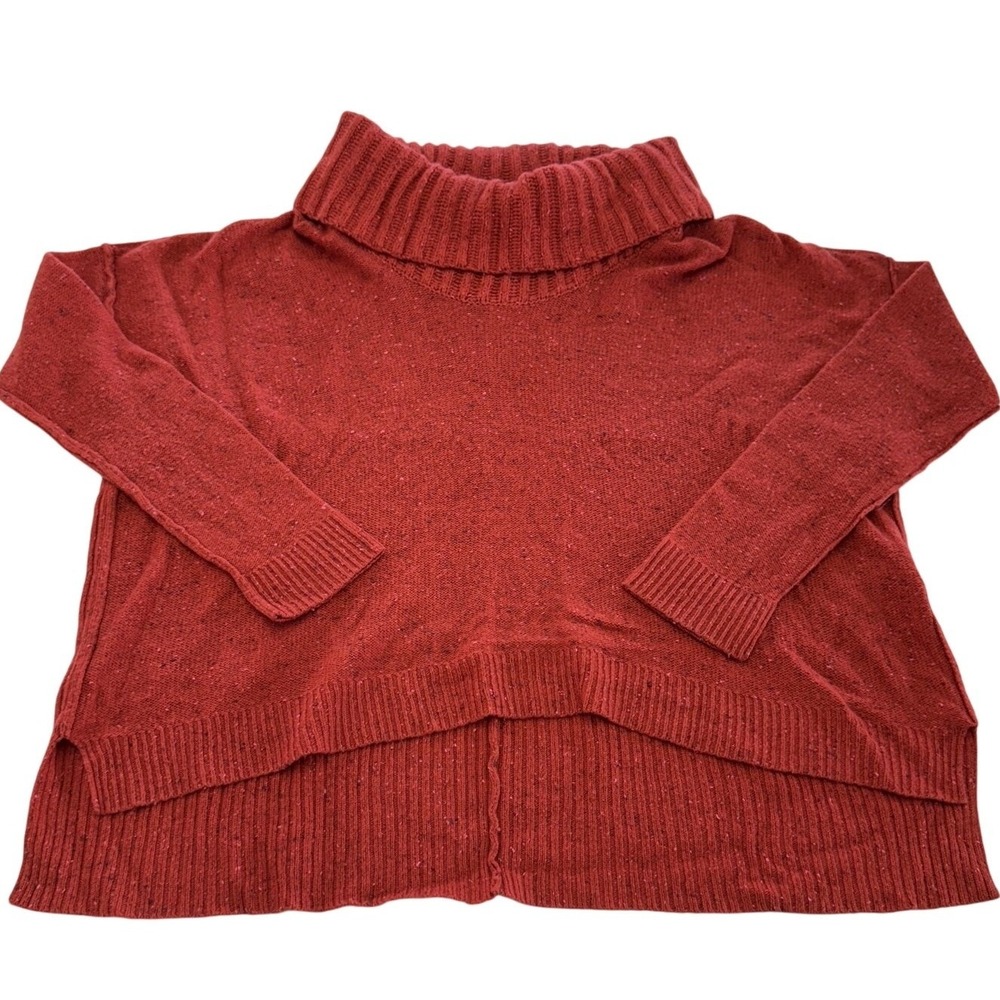 RACHEL Rachel Roy Sweater Womens Medium Red Cowl Neck Hi-Low Wool Blend Knit - Picture 2 of 9
